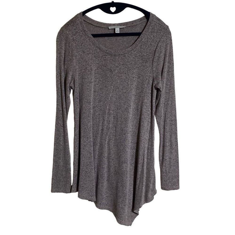 Green Envelope Women's Gray Brown Round Neck Tunic Long-Sleeve Tee Size S